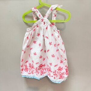 Janie And Jack Toddler Girls White & Red Summer Dress Size 4 With Floral Pattern